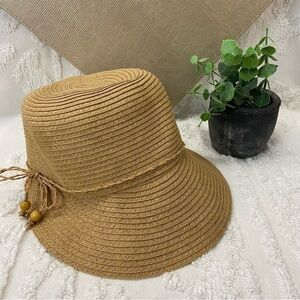 AUGUST Women's Paper Sun Hat Natural Beach Nautical Coastal Vacation Cruise